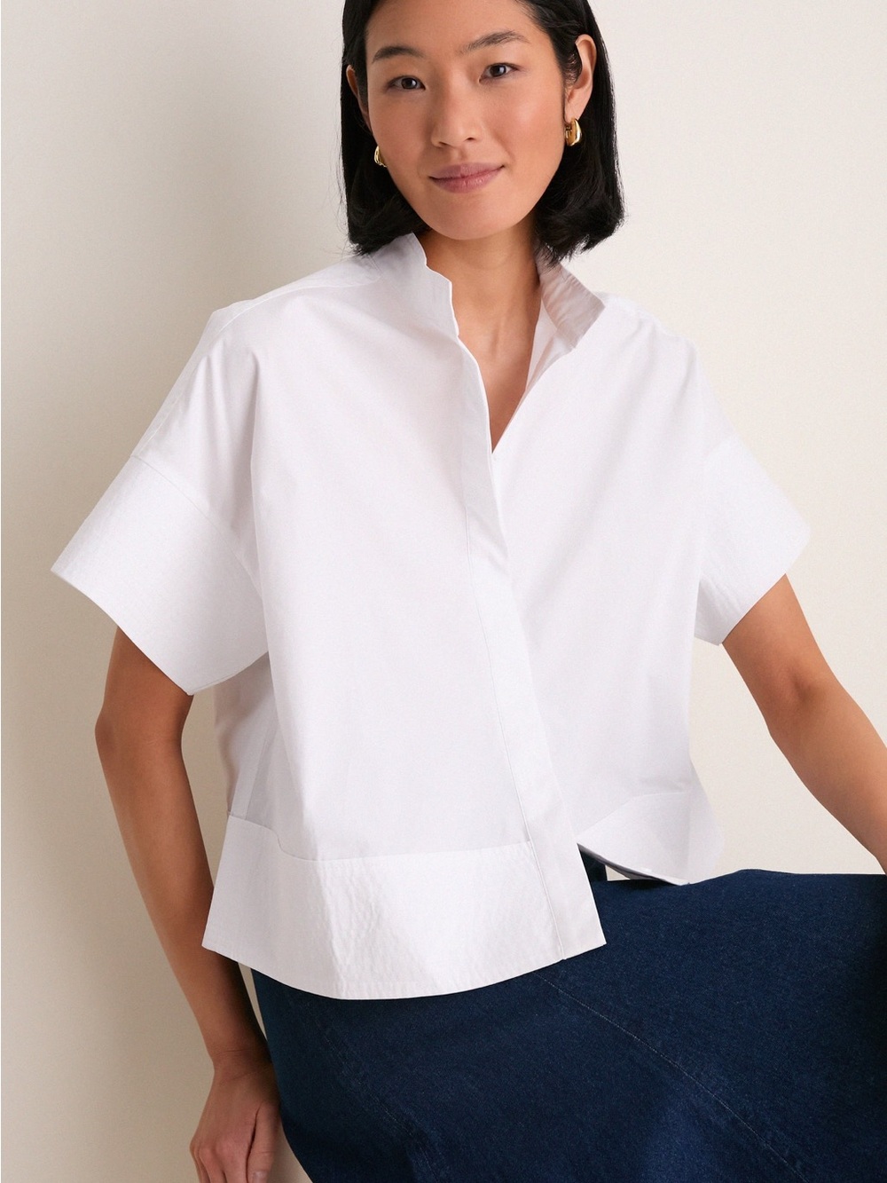 NWOT | Tuckernuck White Short Sleeve Trapunto Stitch Sofia Poplin Shirt Size S - Picture 5 of 10